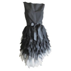 Oscar de la Renta ombre dress with feathered silk skirt   New