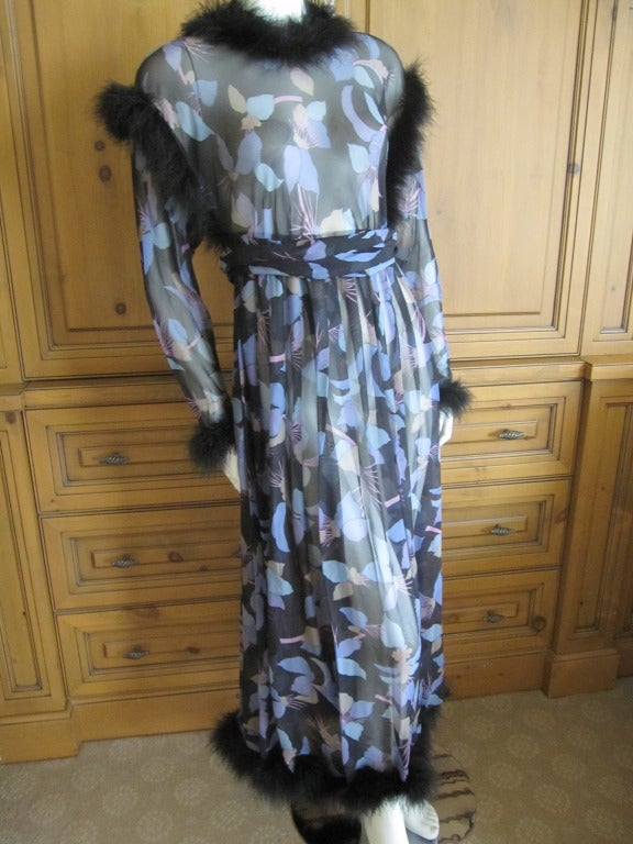 Chloe vintage silk chiffon dress with maribou trim