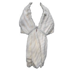 Vintage Bob Mackie dramatic white mink wrap with Crystal cha cha details