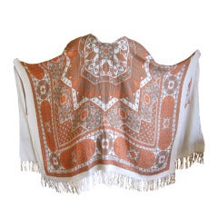 Vintage Hermes "Arabia" cashmere/silk fringe poncho shawl blanket