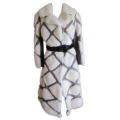 Mod 1960's white mink and leather coat