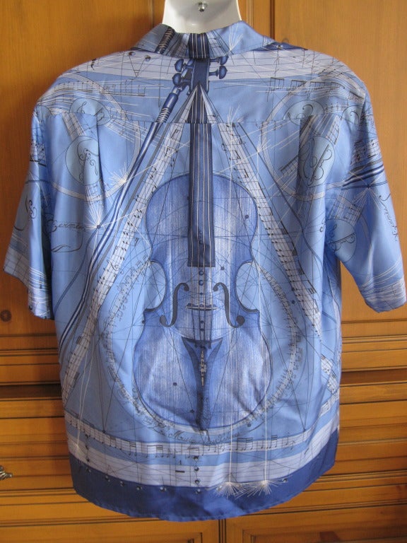 Hermes Men's silk shirt Viola & Musical notes.
The print is from Hermes :