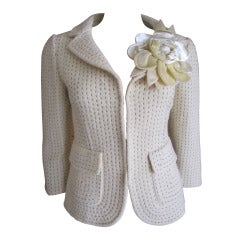 Vintage Moschino top stitched jacket with exaggerated flower