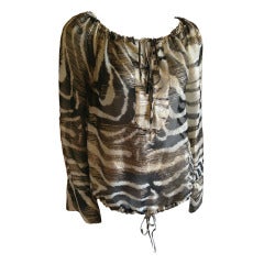 Gucci Tom Ford silk zebra pattern blouse