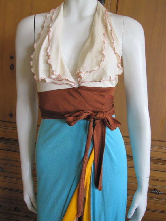 Stephen Burrows Exhibit lettuce leaf color block dress at 1stDibs