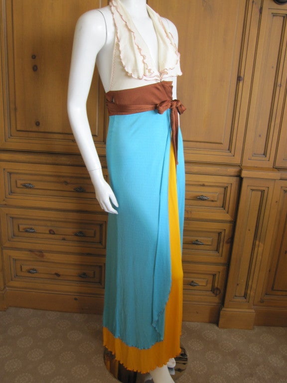 Stephen Burrows Exhibit lettuce leaf color block dress at 1stDibs