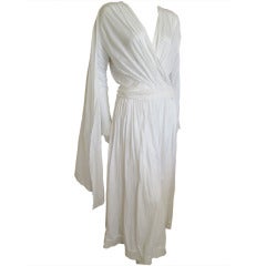 Issey Miyake superfine cotton vintage wrap dress with attached scarves