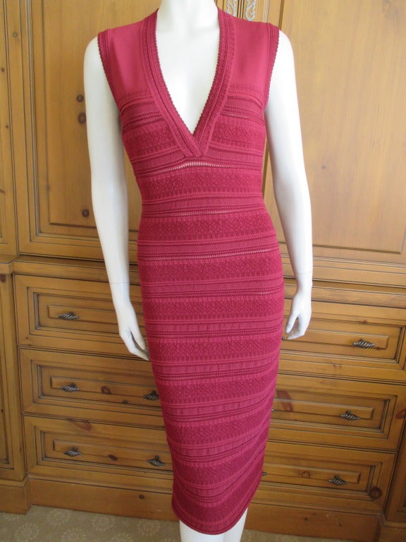 Azzedine Alaia brick red bandage dress 2