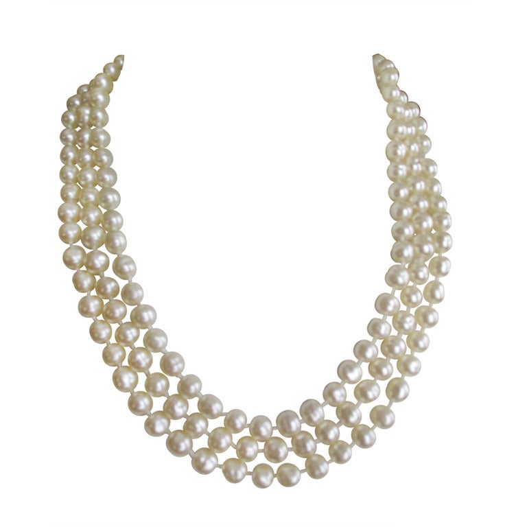 Chanel 64" strand of 9 mm Baroque pearls 1981