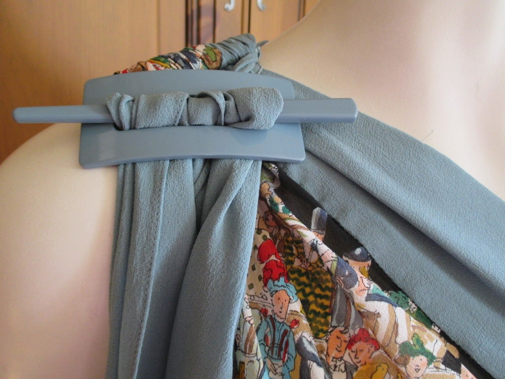 Women's Hermes JP Gaultier Spring 2011 Silk Mousseline one shoulder scarf wrap/dress