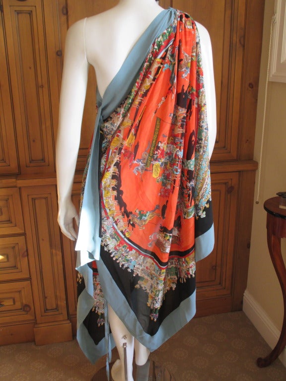 Hermes JP Gaultier Spring 2011 Silk Mousseline one shoulder scarf wrap/dress 5