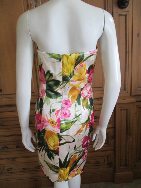 Women's Oscar de la Renta strapless floral dress with sheer silk coat