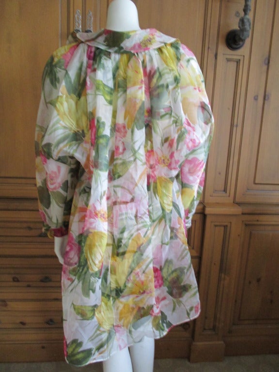 Oscar de la Renta strapless floral dress with sheer silk coat 2