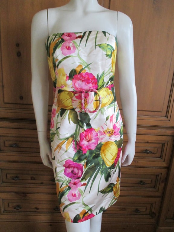 Oscar de la Renta strapless floral dress with sheer silk coat 5