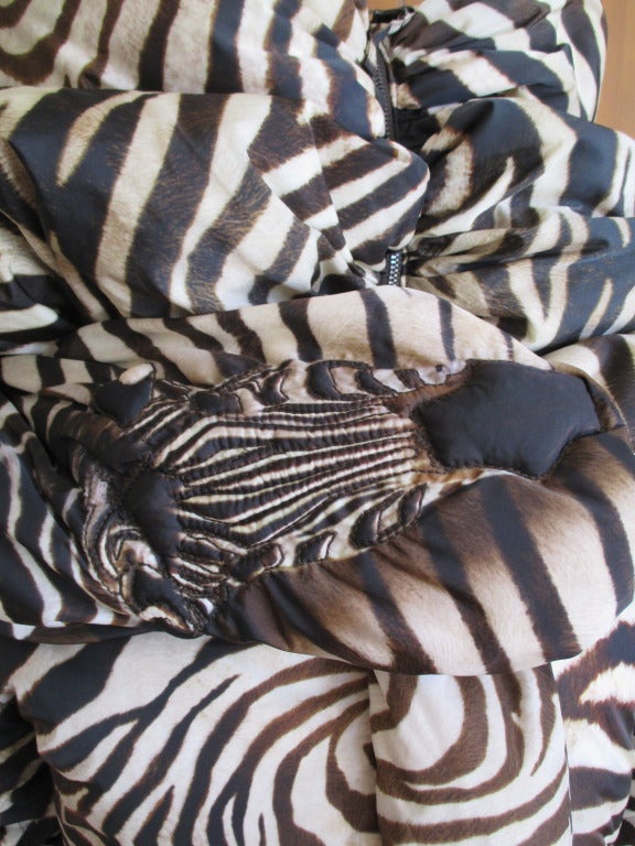 Jean Paul Gaultier rare zebra puffer jacket In Excellent Condition In Cloverdale, CA