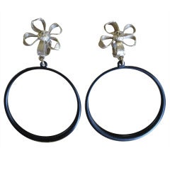 Chanel runway scale blackened steel hoop earrings 1993