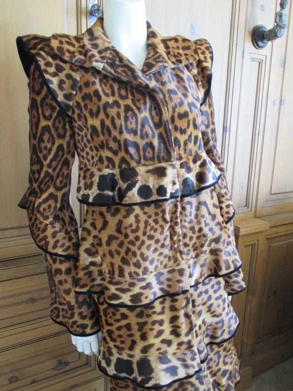 Women's Tom Ford for YSL Fall 2004 pony skin leopard print pagoda coat