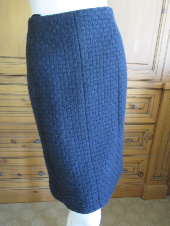 Chanel fox trimmed three piece navy boucle suit A'2000 4
