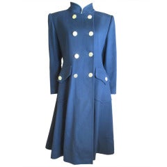 Givenchy Vintage Navy Wool Military Style  Coat