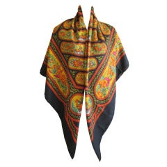 Hermes rare "Qalamdan" cashmere and silk shawl / blanket