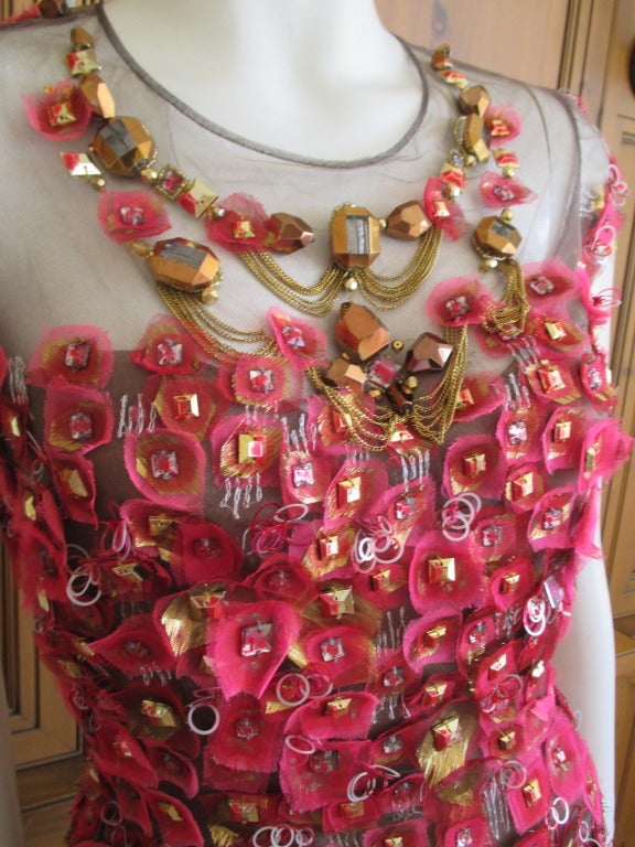 Oscar de la Renta embellished dress with jeweled neckline In Excellent Condition In Cloverdale, CA