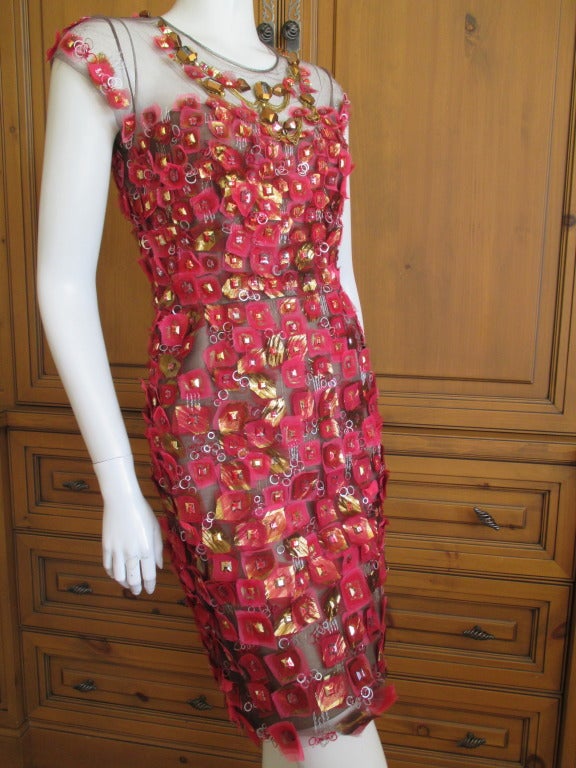 Women's Oscar de la Renta embellished dress with jeweled neckline