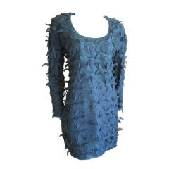 Vintage Galanos 1960
s Little Black Mini Dress with Feathery Flower Cut Outs