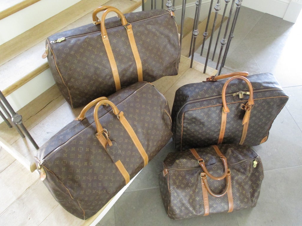 Louis Vuitton Vintage Gentleman's Set of Monogram Travel Luggage.
This is a great collection, one gentleman's luggage. 
Three duffles made in the US by The French Company
Two large monogram Keepall 60
One Keepall 50
One Sirius soft sided