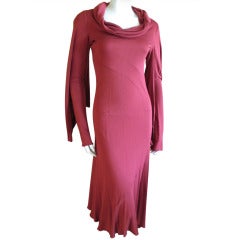 Alexander McQueen Sp 2008 Bias Cut Cowl Neck Kimono Sleeve Rose Jersey Dress