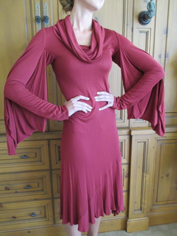 Alexander McQueen Sp 2008 Bias Cut Cowl Neck Kimono Sleeve Rose Jersey Dress

 
BUST:	 33