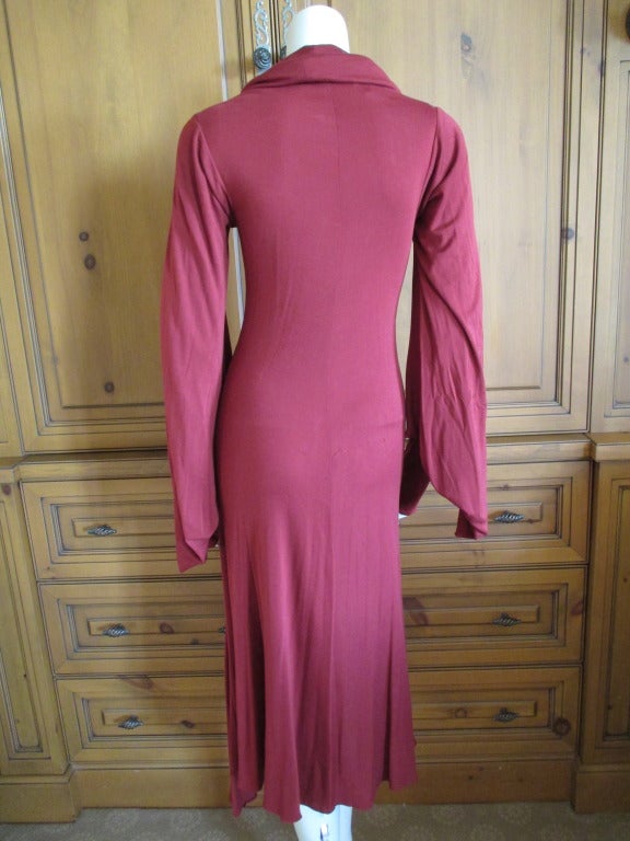 Women's Alexander McQueen Sp 2008 Bias Cut Cowl Neck Kimono Sleeve Rose Jersey Dress
