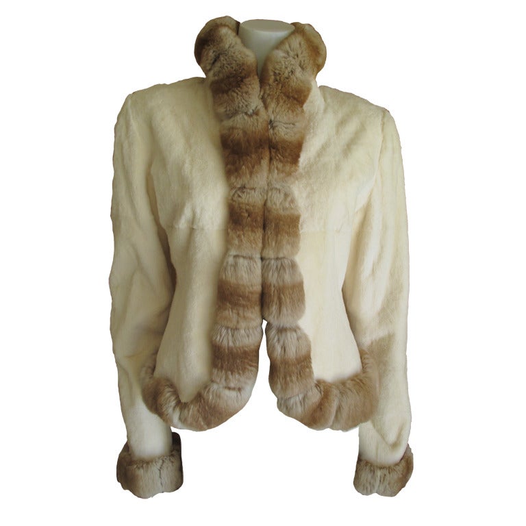 Valentino Chinchilla trimmed Ermine Fur Jacket  New