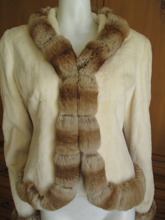 Valentino Chinchilla trimmed Fur Jacket  New
Sheared Ermine (weasel) with natural chinchilla.
Exquisite