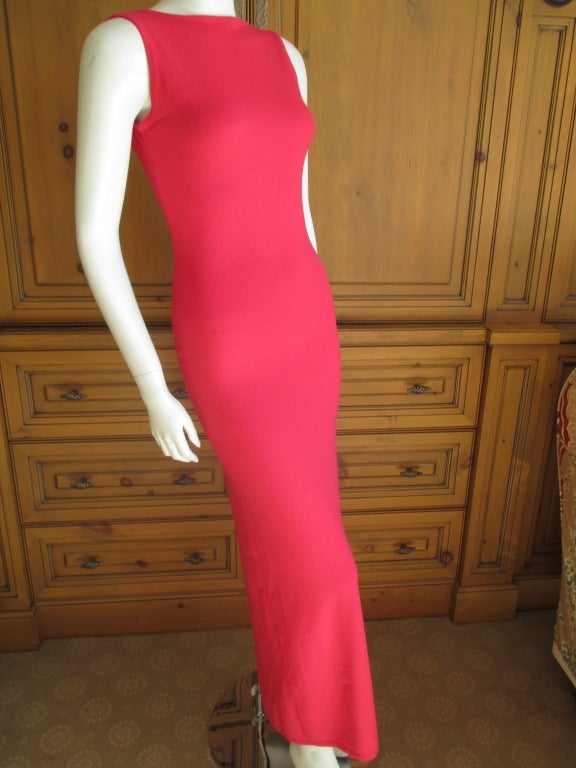 Halston Vintage Pure Cashmere Scoop Back Dress with Matching Shrug In Excellent Condition In Cloverdale, CA