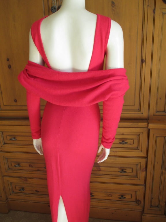 Halston Vintage Pure Cashmere Scoop Back Dress with Matching Shrug 2
