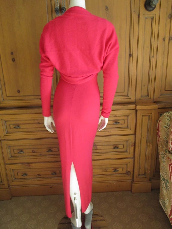 Halston Vintage Pure Cashmere Scoop Back Dress with Matching Shrug 3
