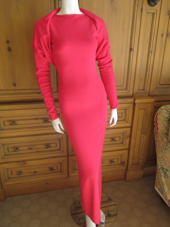Halston Vintage Pure Cashmere Scoop Back Dress with Matching Shrug 4