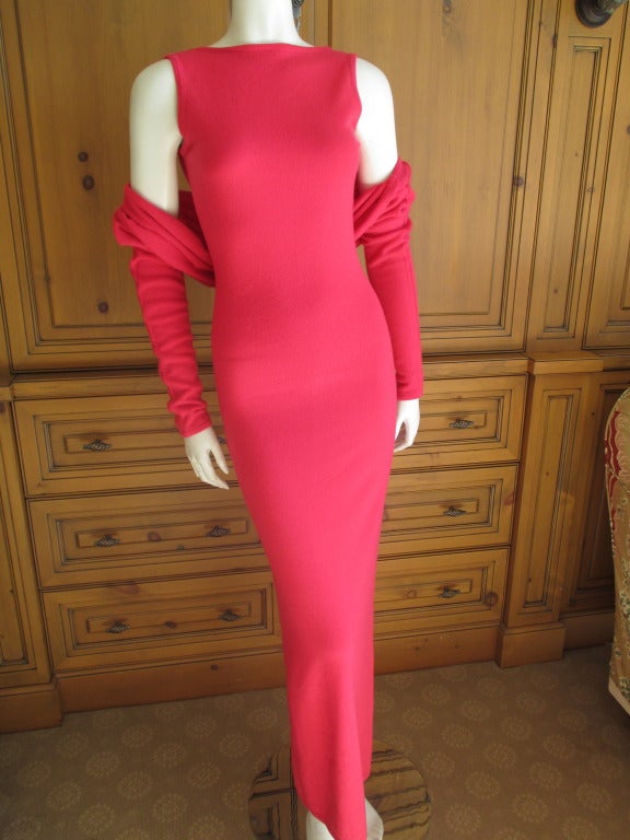 Halston Vintage Pure Cashmere Scoop Back Dress with Matching Shrug 6
