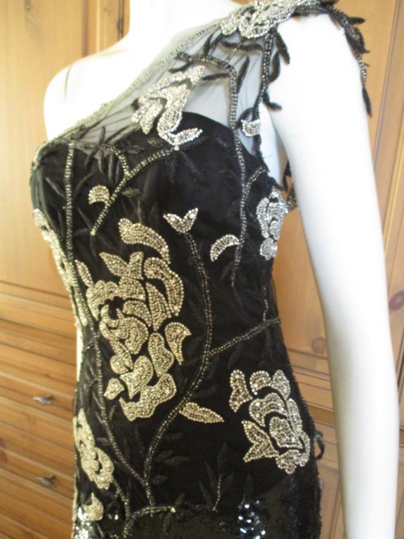 Azedeh Couture Sequin One Shoulder Evening Gown In Excellent Condition In Cloverdale, CA