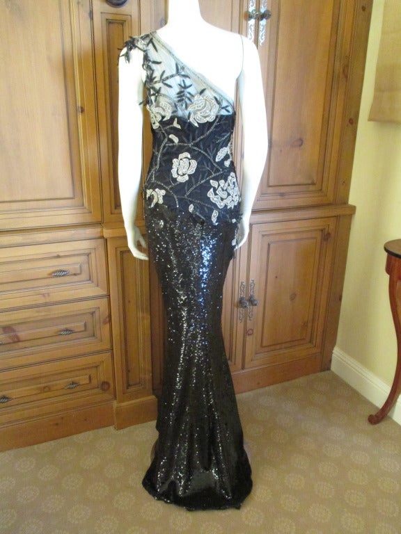 Azedeh Couture Sequin One Shoulder Evening Gown 1