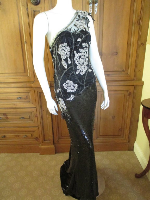 Azedeh Couture Sequin One Shoulder Evening Gown 5