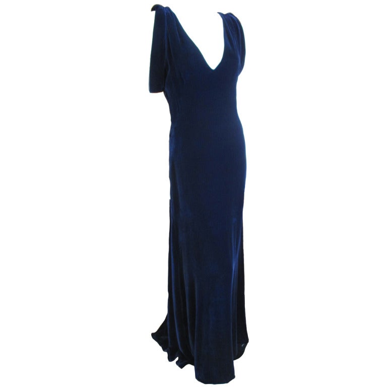 Alexander McQueen Blue Velvet Dress
