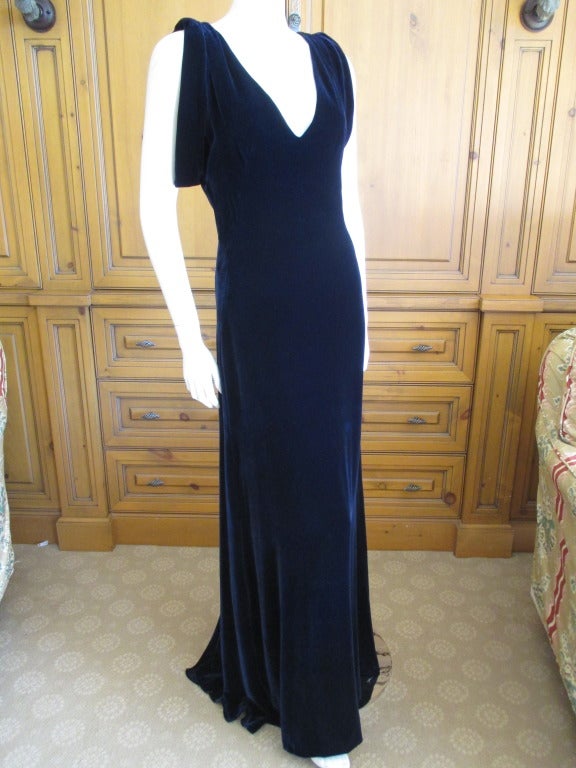 Alexander McQueen Blue Velvet Dress In Excellent Condition In Cloverdale, CA