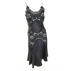 Alexander McQueen Lace Insert Black Silk Dress