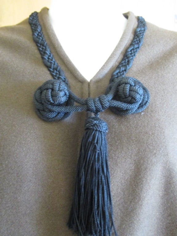 Yves Saint Laurent 1970's Wool Cape with Soutache and Tassels