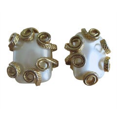 Dominique Aurientis Gold Spiral Pearl Earrings