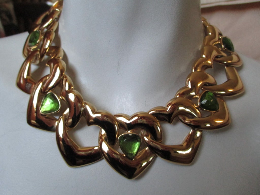 Yves Saint Laurent Intertwined Heart Necklace with Gripoix Stones
Made in France
18