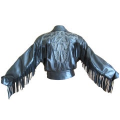 Vintage Claude Montana Iconic Black  Fringed Western Leather Jacket 1979