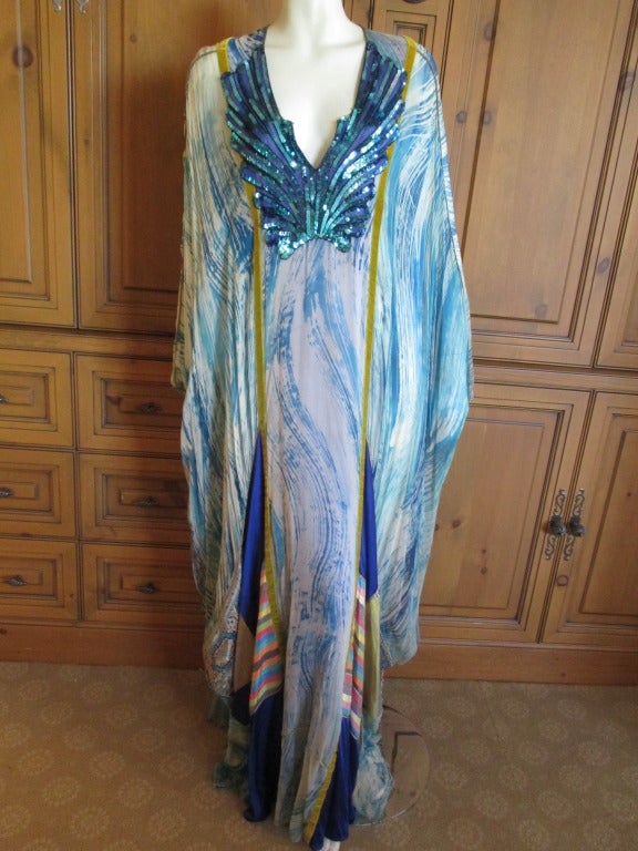Thea Porter Couture for Martha Palm Beach Sequin Caftan In Excellent Condition In Cloverdale, CA