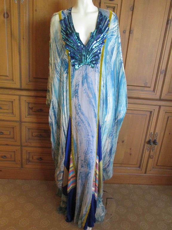 Thea Porter Couture for Martha Palm Beach Sequin Caftan In Excellent Condition In Cloverdale, CA